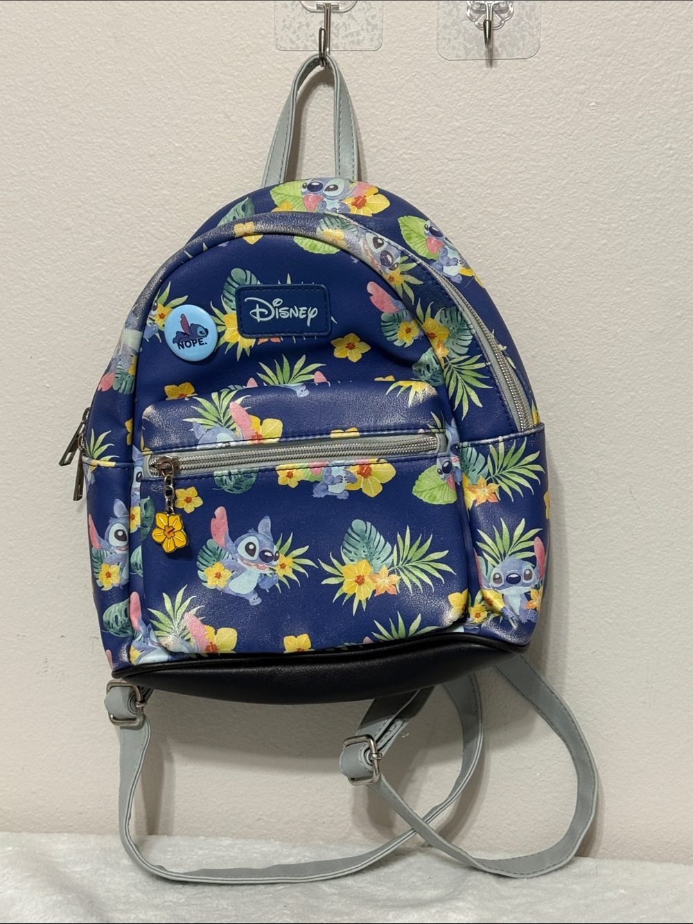 Disney Blue Floral Stitch Mini Backpack